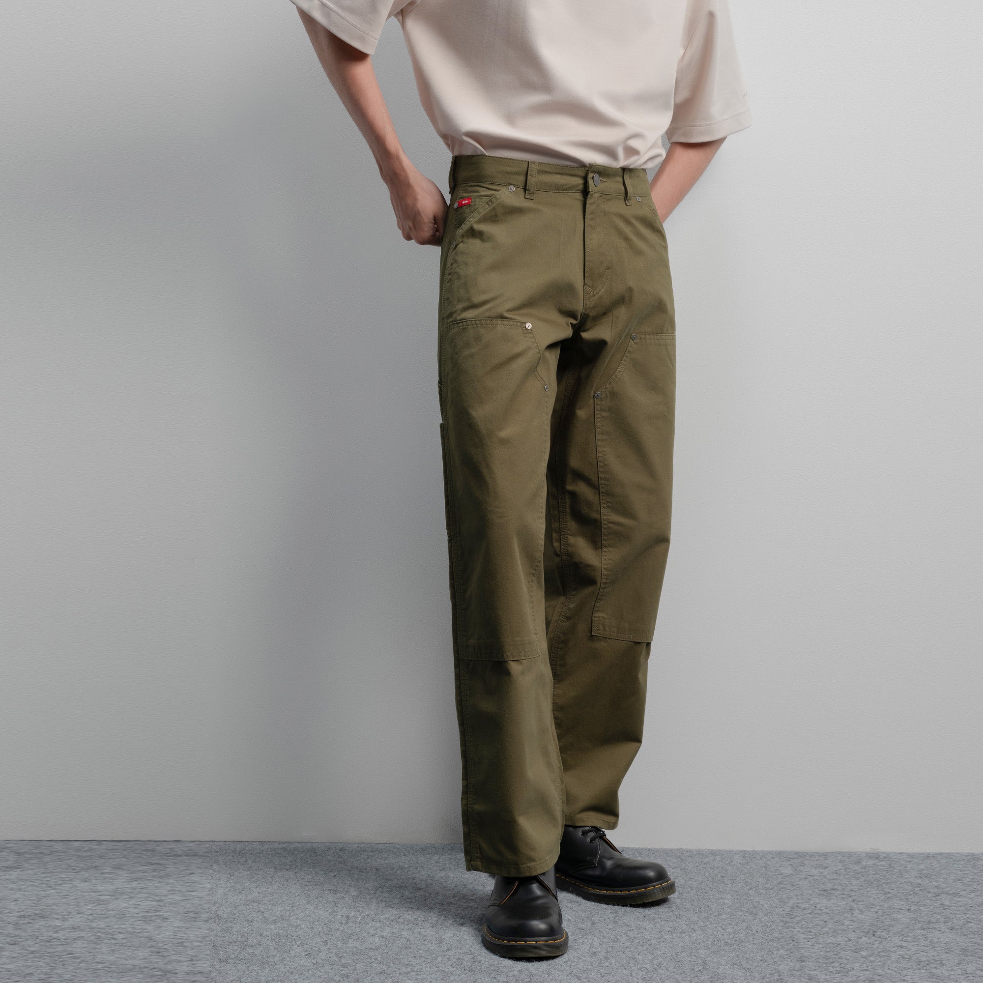 Lee Cooper Long Double Knee Pants Olive