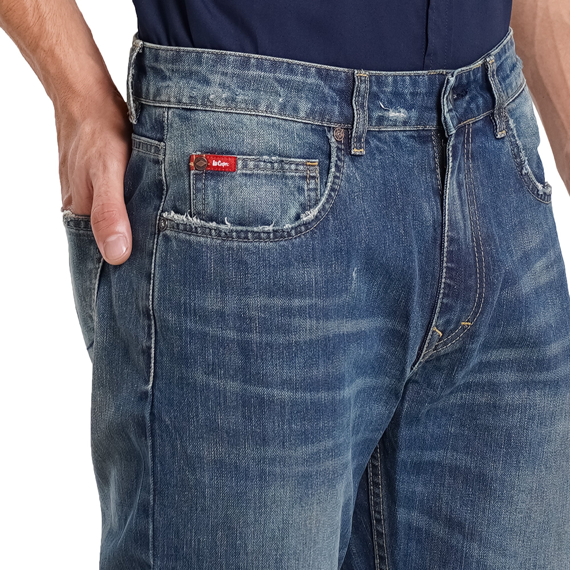 Lee Cooper Harry Ripped Medium Blue