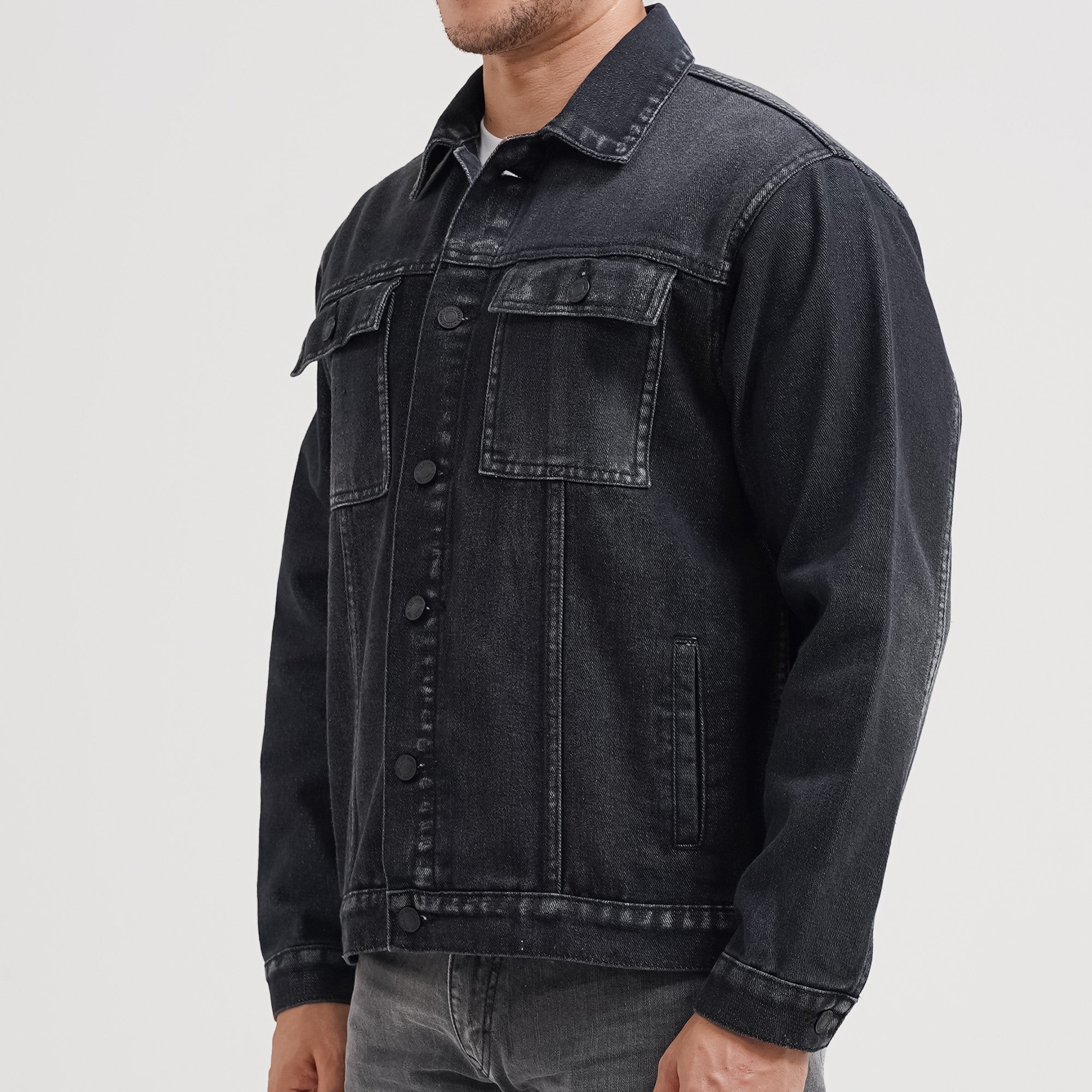 Lee Cooper Long Jacket Hunter Worn Dark Black