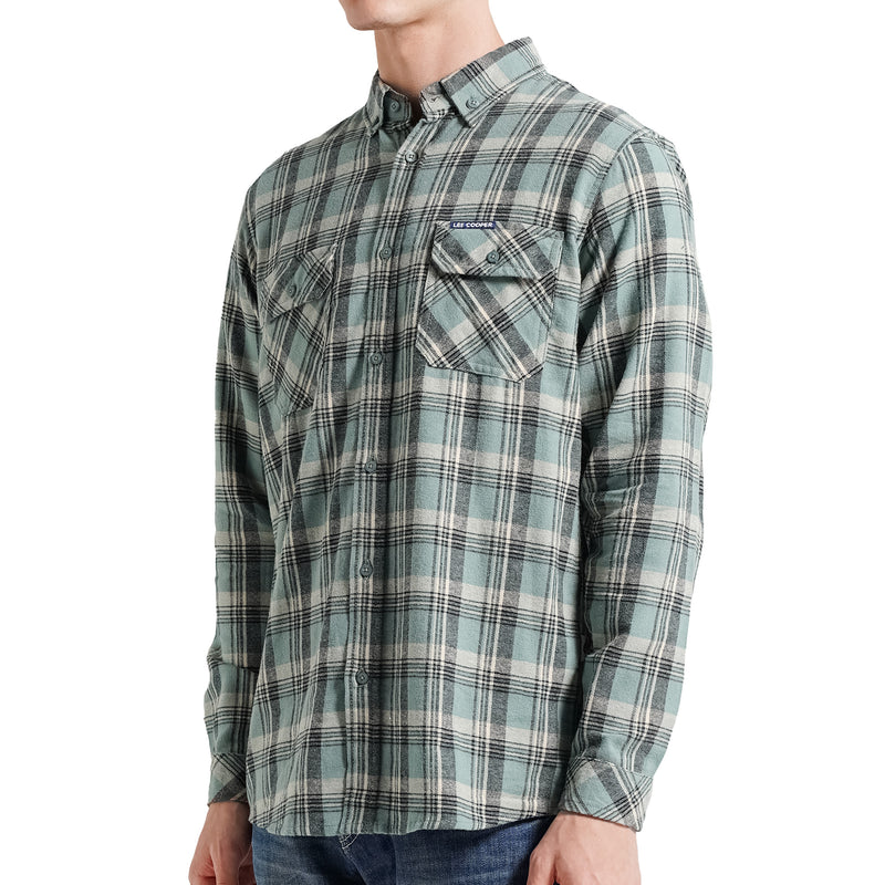 Lee Cooper Long Shirt Flannel Aldred Light Green