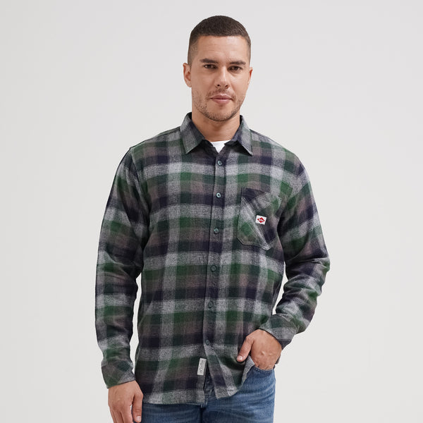 Lee Cooper Long Shirt Flannel Riley Olive