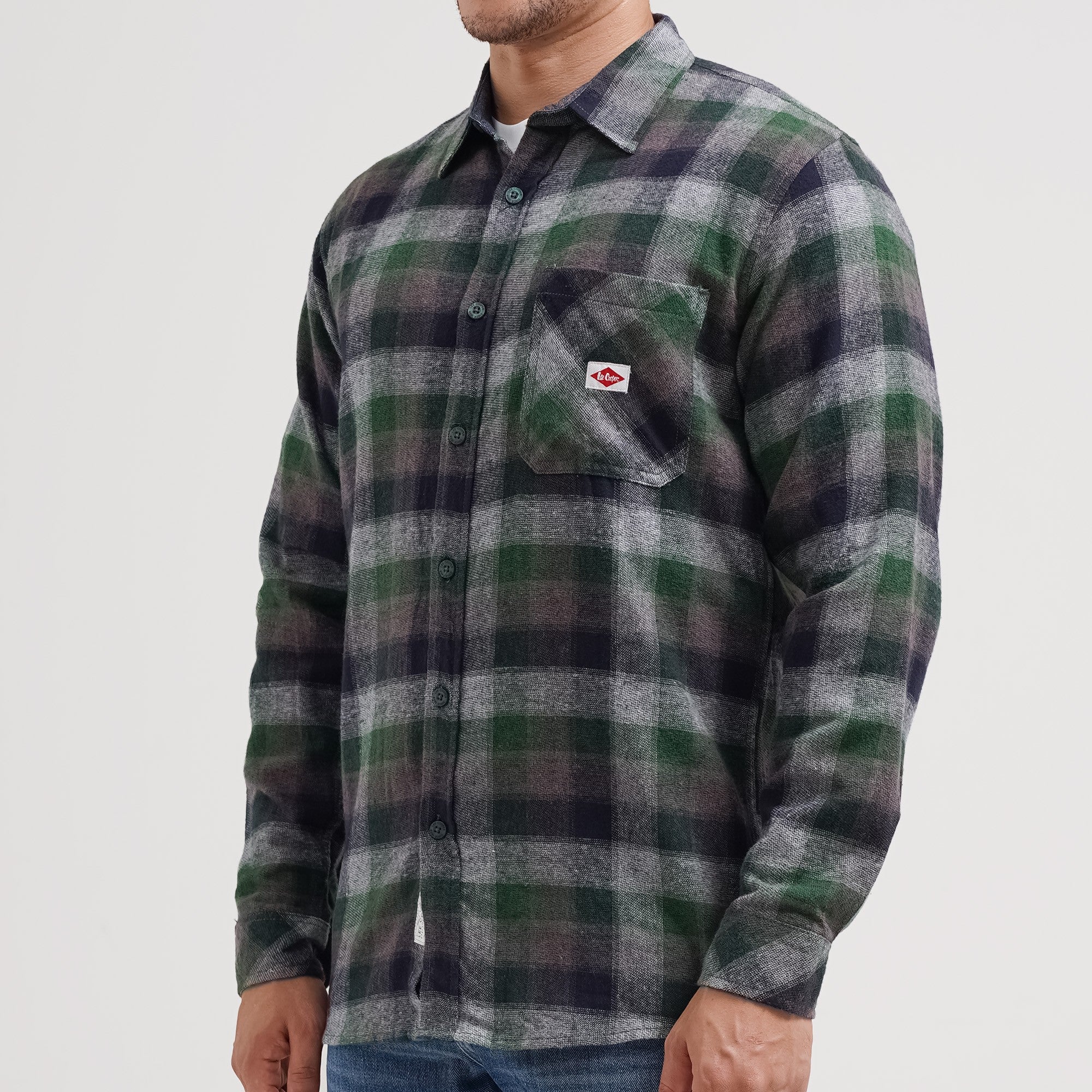 Lee Cooper Long Shirt Flannel Riley Olive