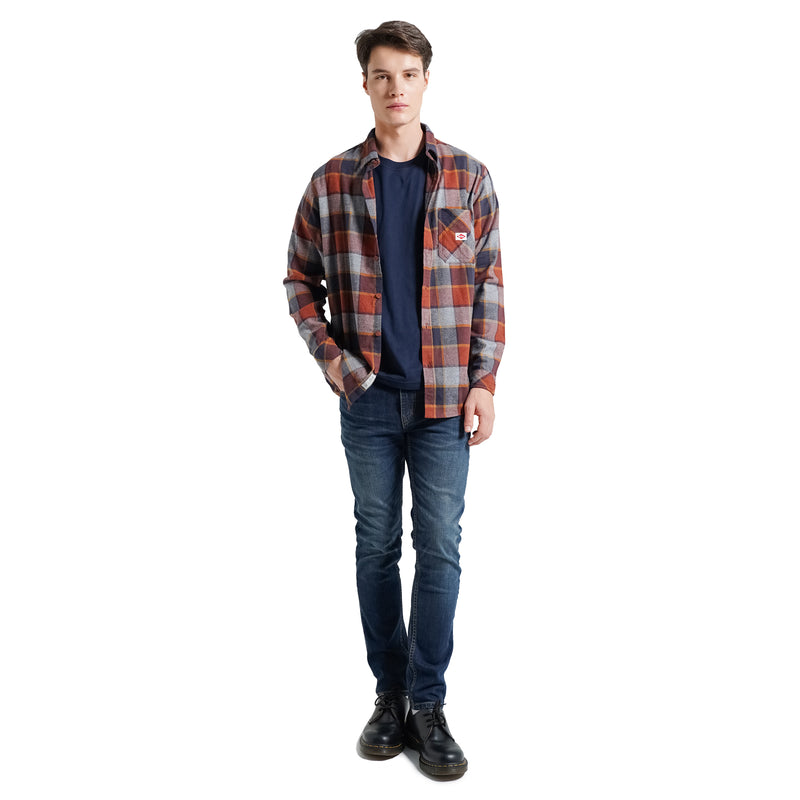 Lee Cooper Long Shirt Flannel Riley Orange