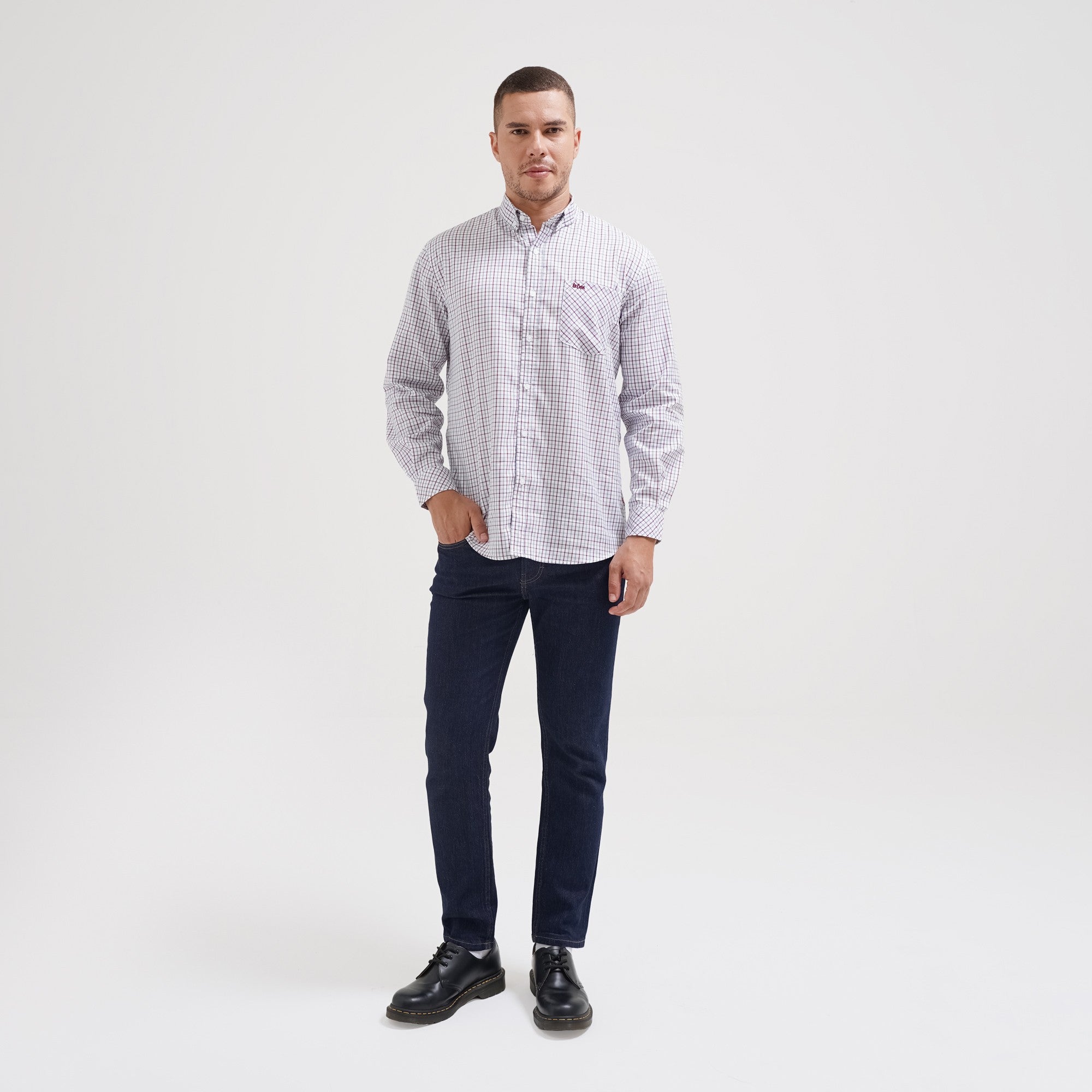 Lee Cooper Long Shirt Kenny Blue Maroon