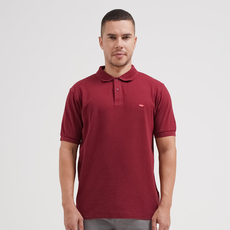 Lee Cooper Polo Shirt Basic Diamond Logo Maroon