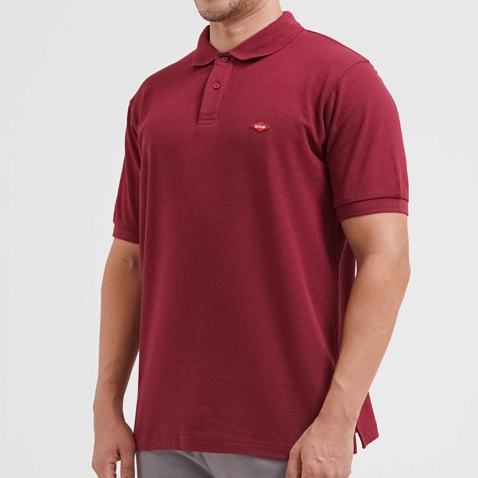 Lee Cooper Polo Shirt Basic Diamond Logo Maroon