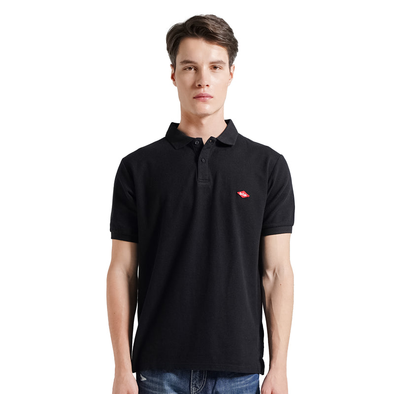 Lee Cooper Polo Shirt Logo Diamond Red Black