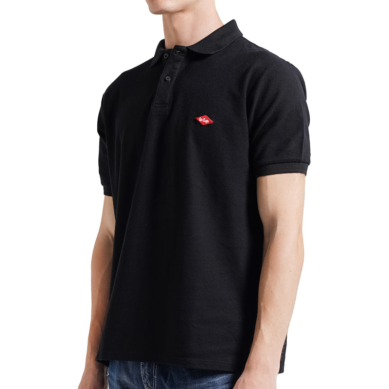 Lee Cooper Polo Shirt Logo Diamond Red Black