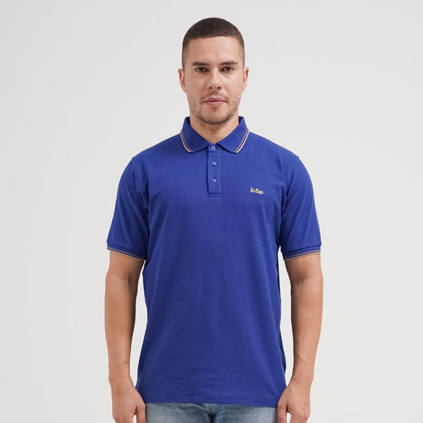 Lee Cooper Polo Shirt Stripe Color Logotype Blue