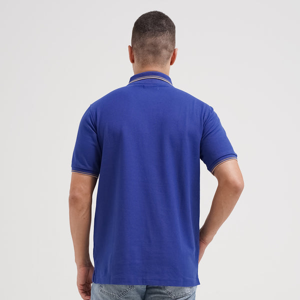 Lee Cooper Polo Shirt Stripe Color Logotype Blue