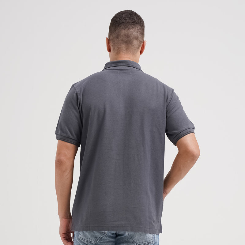 Lee Cooper Polo Shirt Stripe Color Logotype Dark Grey