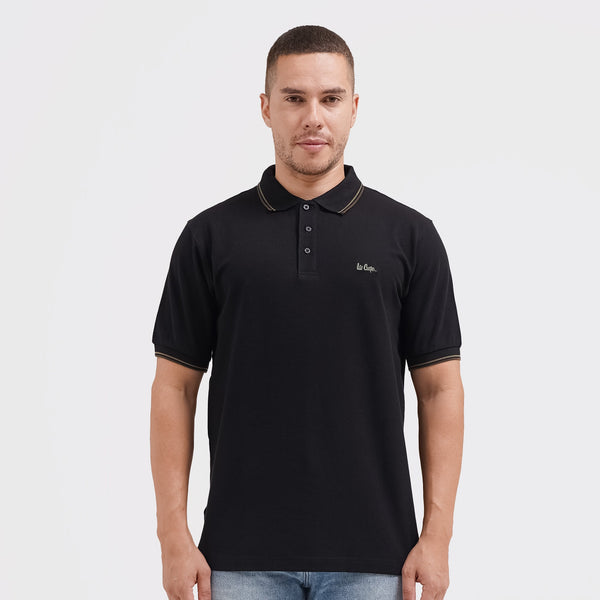 Lee Cooper Polo Shirt Stripe Color Logotype Green Black
