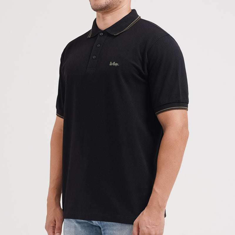 Lee Cooper Polo Shirt Stripe Color Logotype Green Black