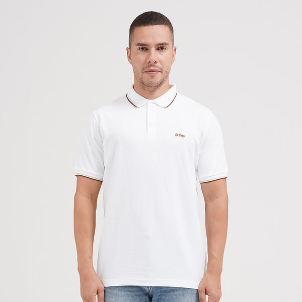 Lee Cooper Polo Shirt Stripe Color Logotype White