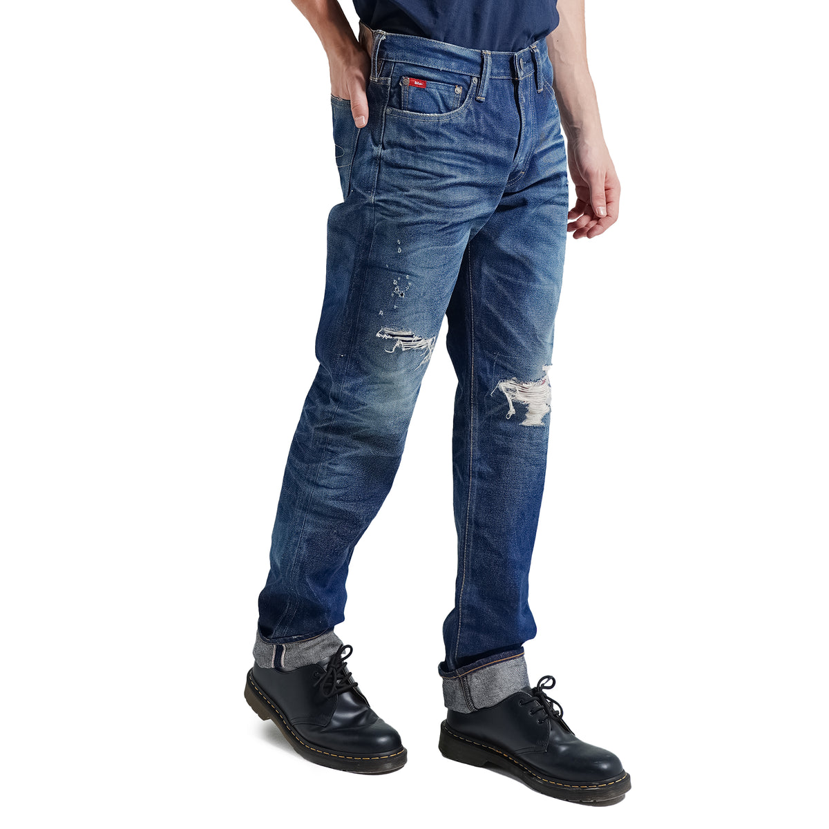 Lee Cooper Selvedge NON-RAW Harry Repaired Dark Blue 38