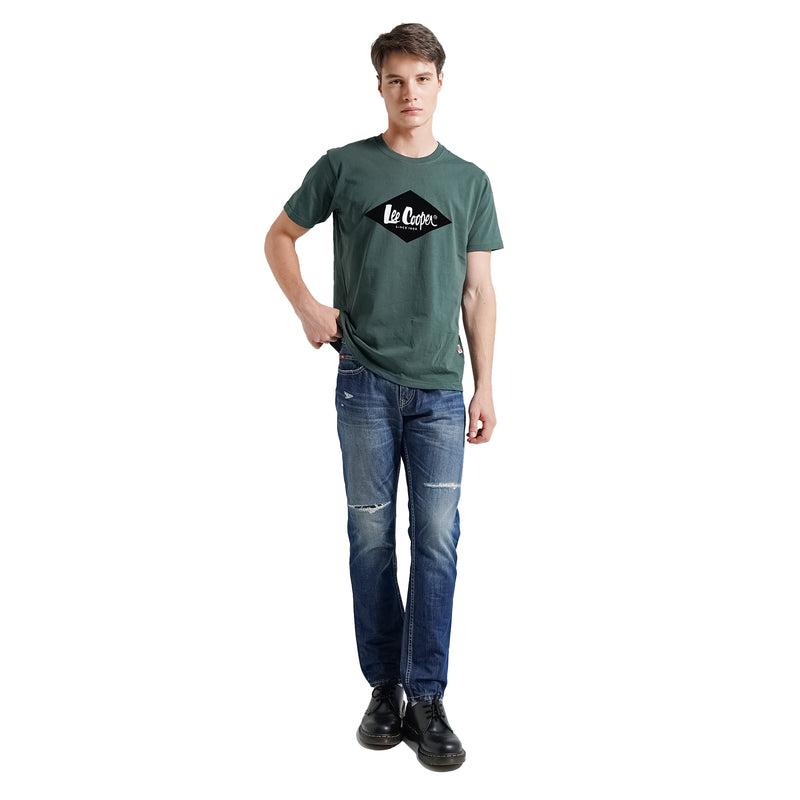 Lee Cooper T-Shirt Black Diamond Logo Velvet Olive