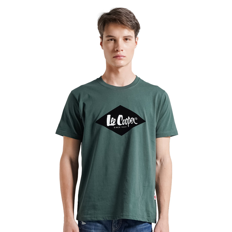 Lee Cooper T-Shirt Black Diamond Logo Velvet Olive