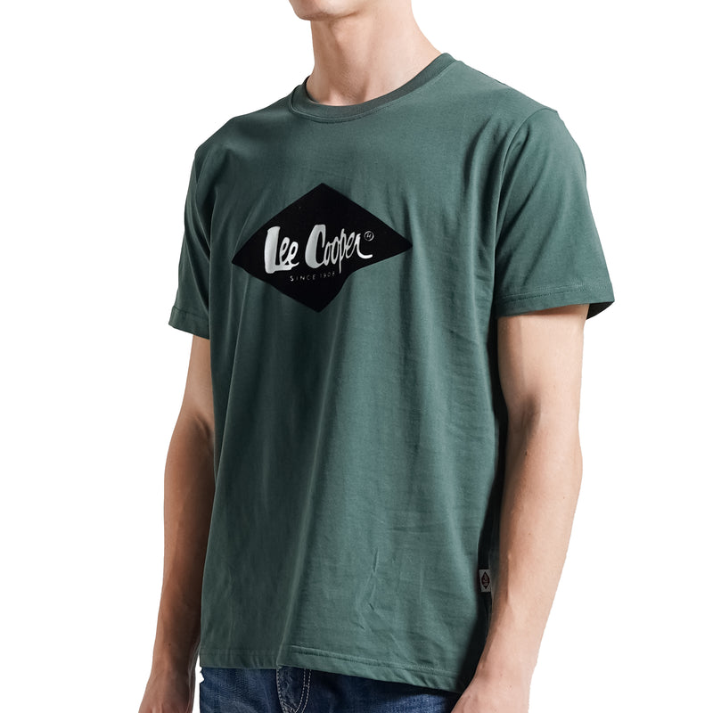 Lee Cooper T-Shirt Black Diamond Logo Velvet Olive