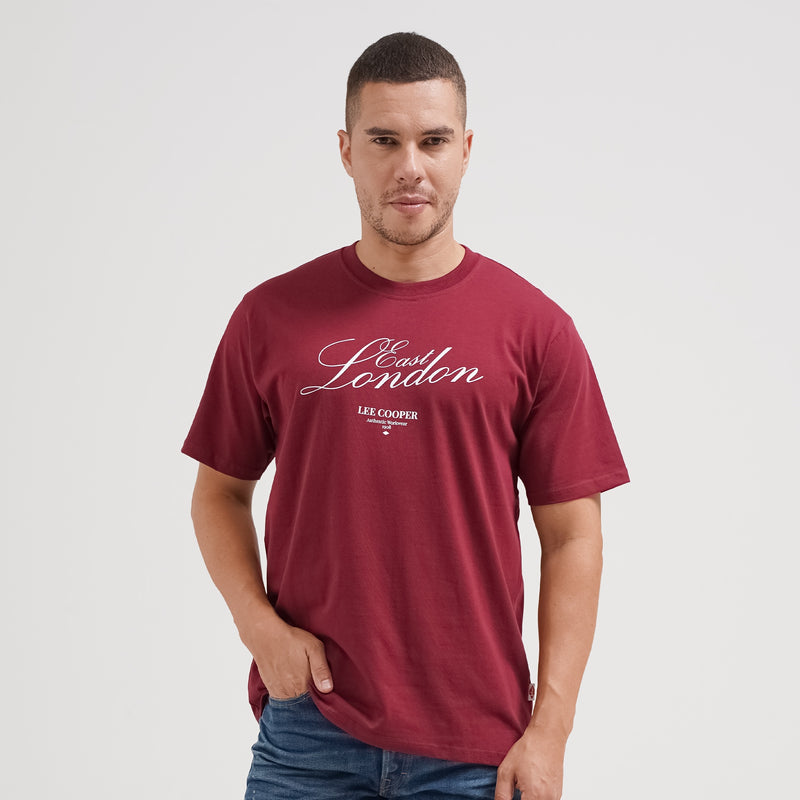 Lee Cooper T-Shirt East London Script Maroon