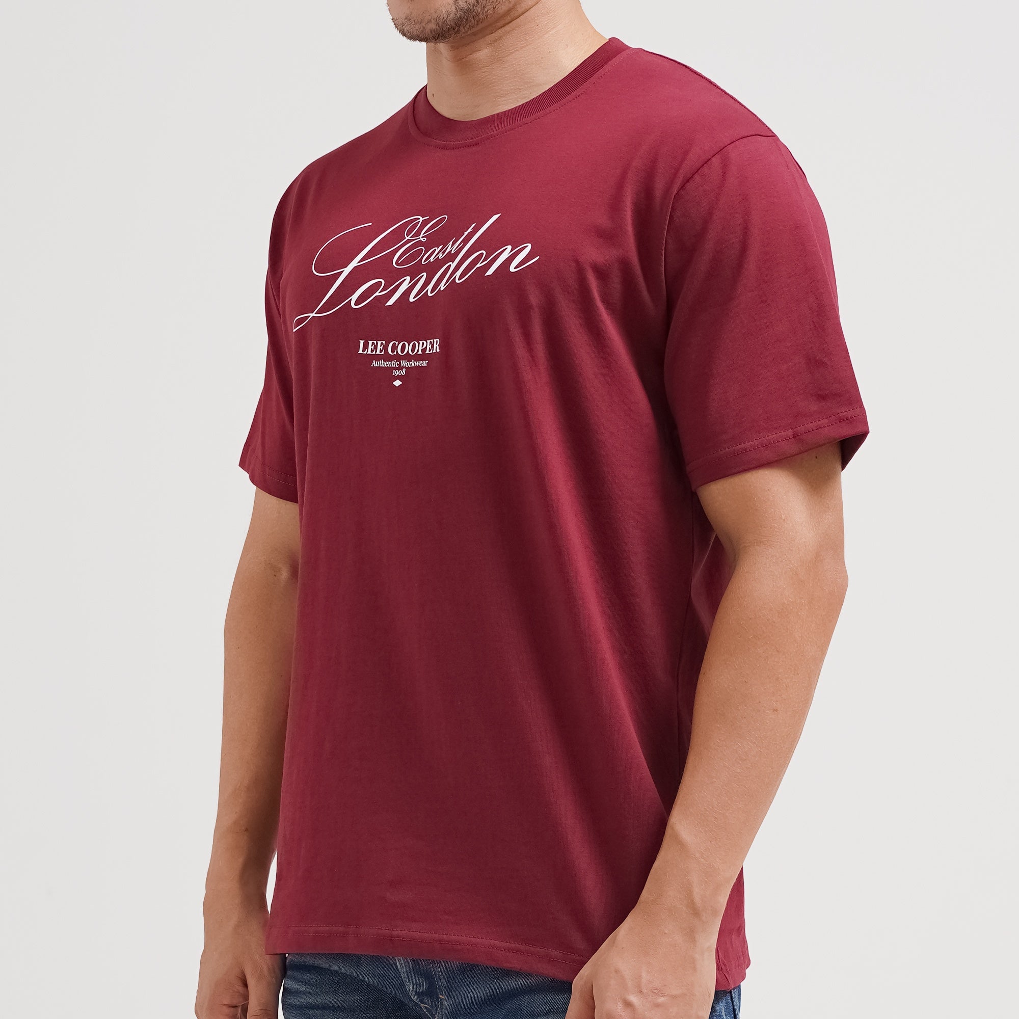 Lee Cooper T-Shirt East London Script Maroon