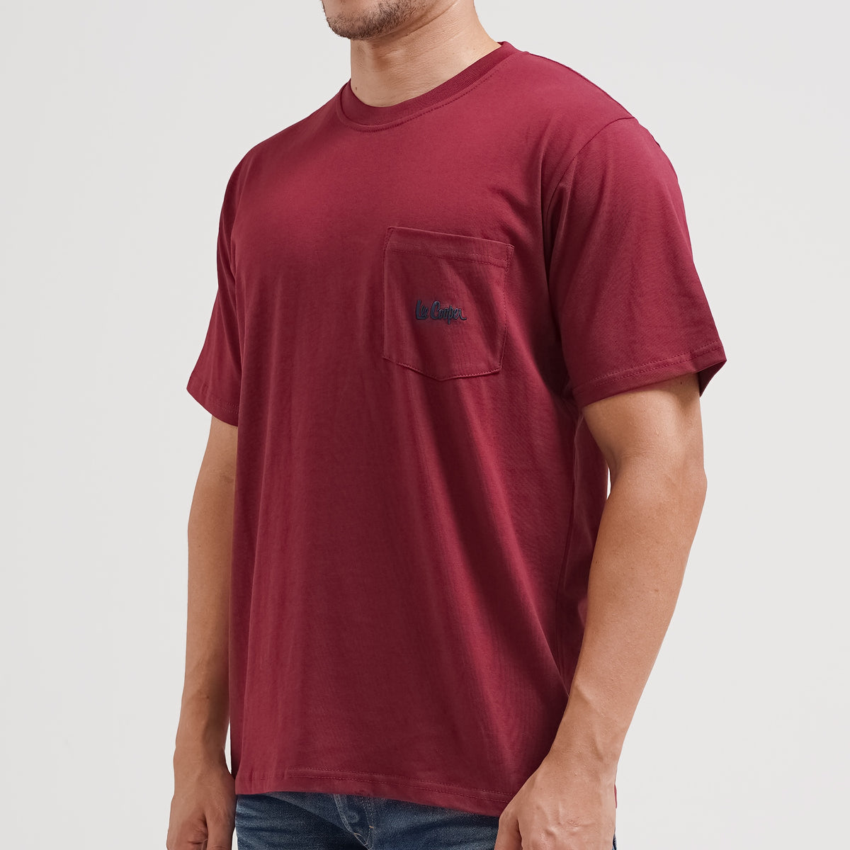 Lee Cooper T-Shirt Pocket Logotype Maroon