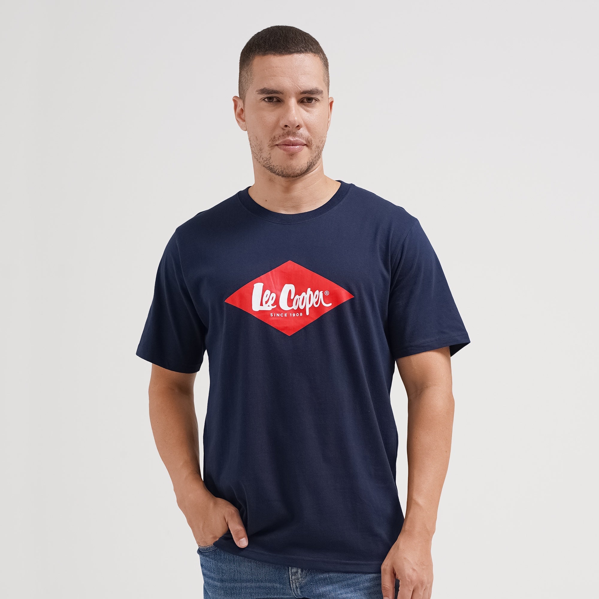 Lee Cooper T-shirt Logo Diamond Red Navy