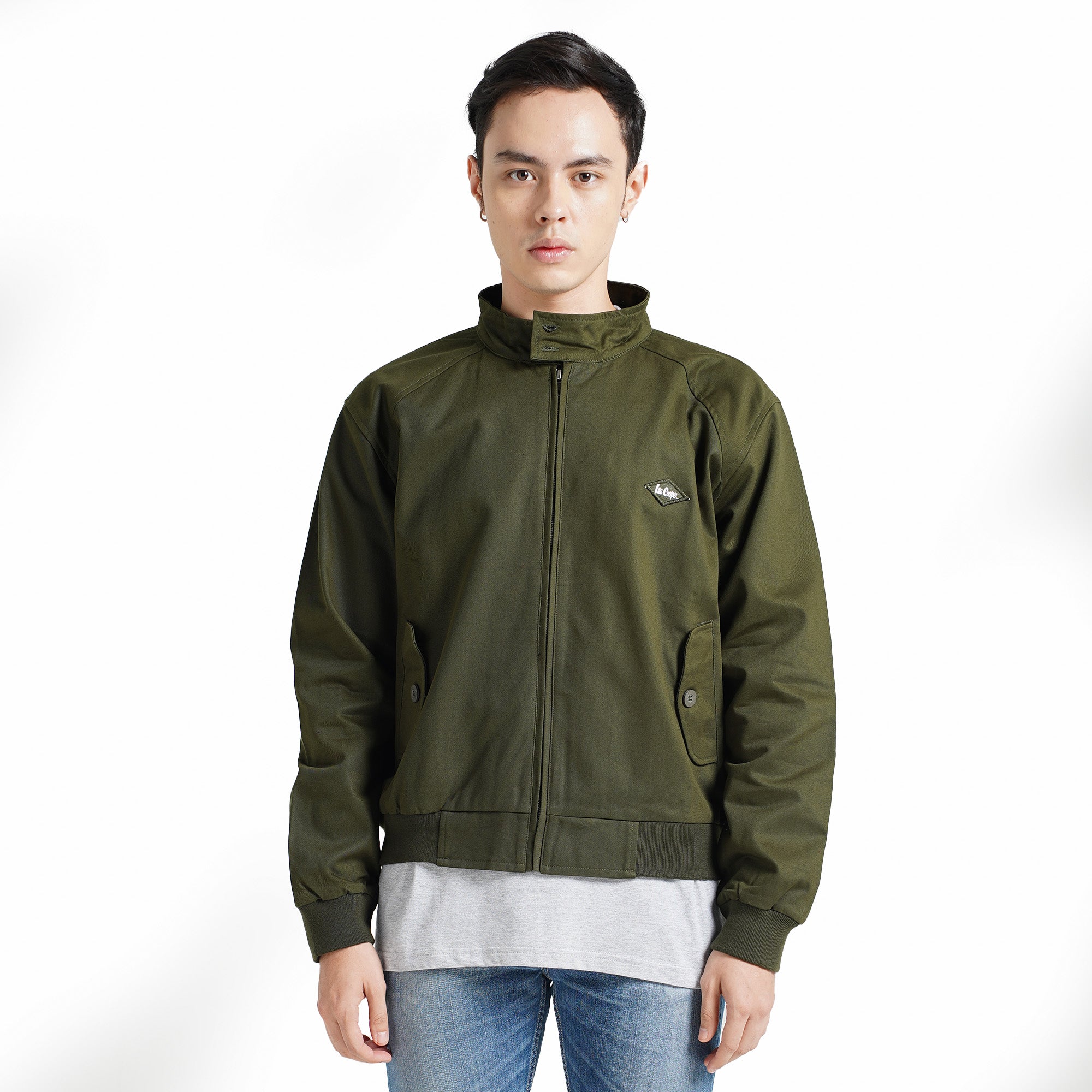 Lee Cooper Long Jacket Harrington Olive