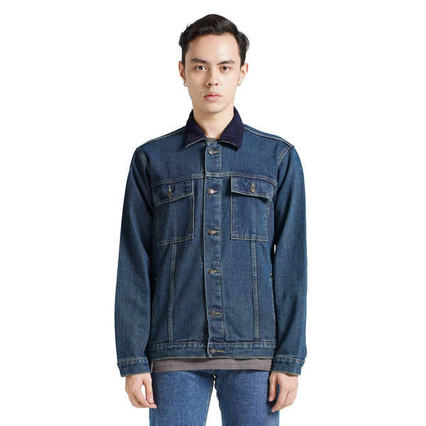 LEE COOPER JACKET TRUCKER CORDUROY WORN DARK BLUE