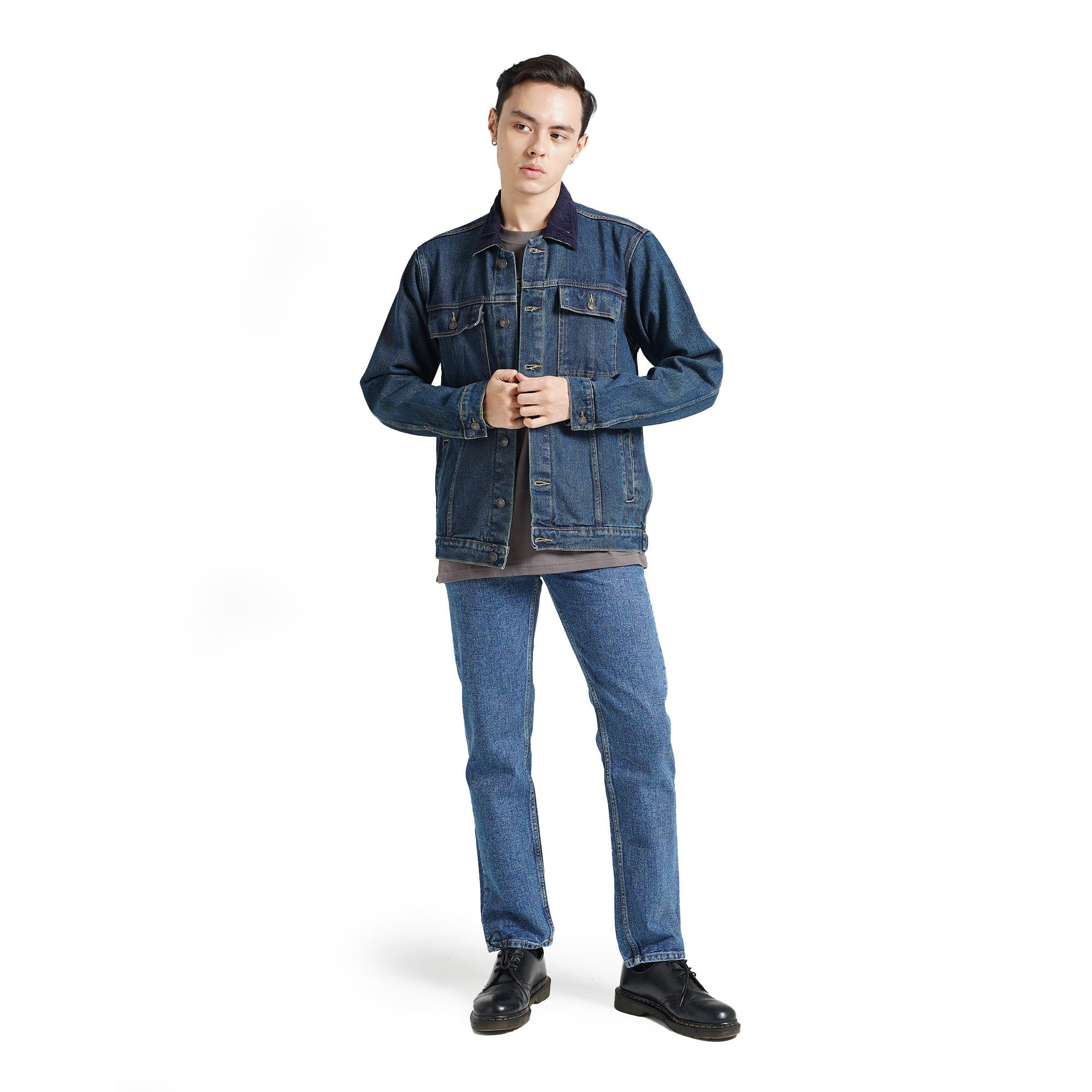 LEE COOPER JACKET TRUCKER CORDUROY WORN DARK BLUE