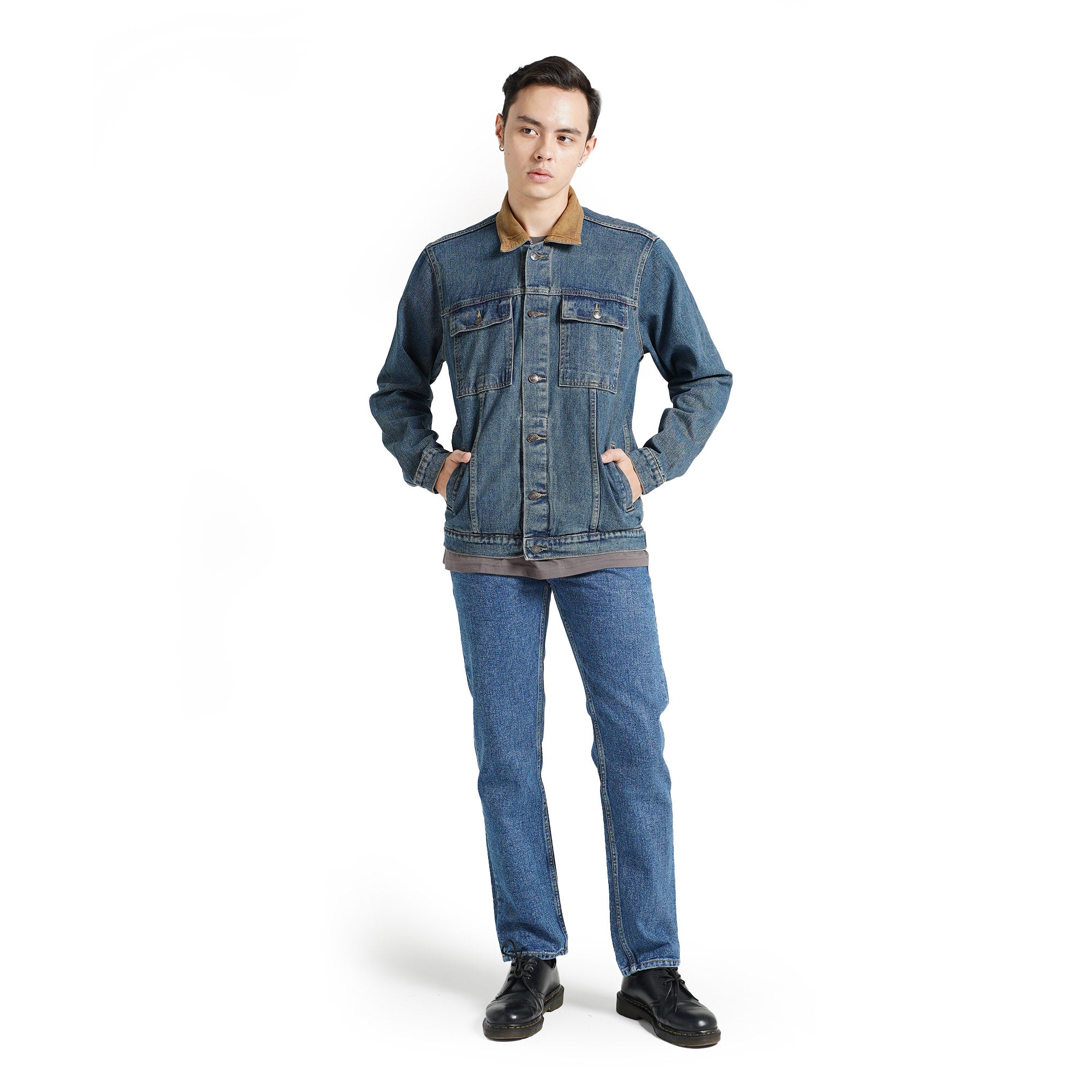 LEE COOPER JACKET TRUCKER CORDUROY WORN MEDIUM BLUE