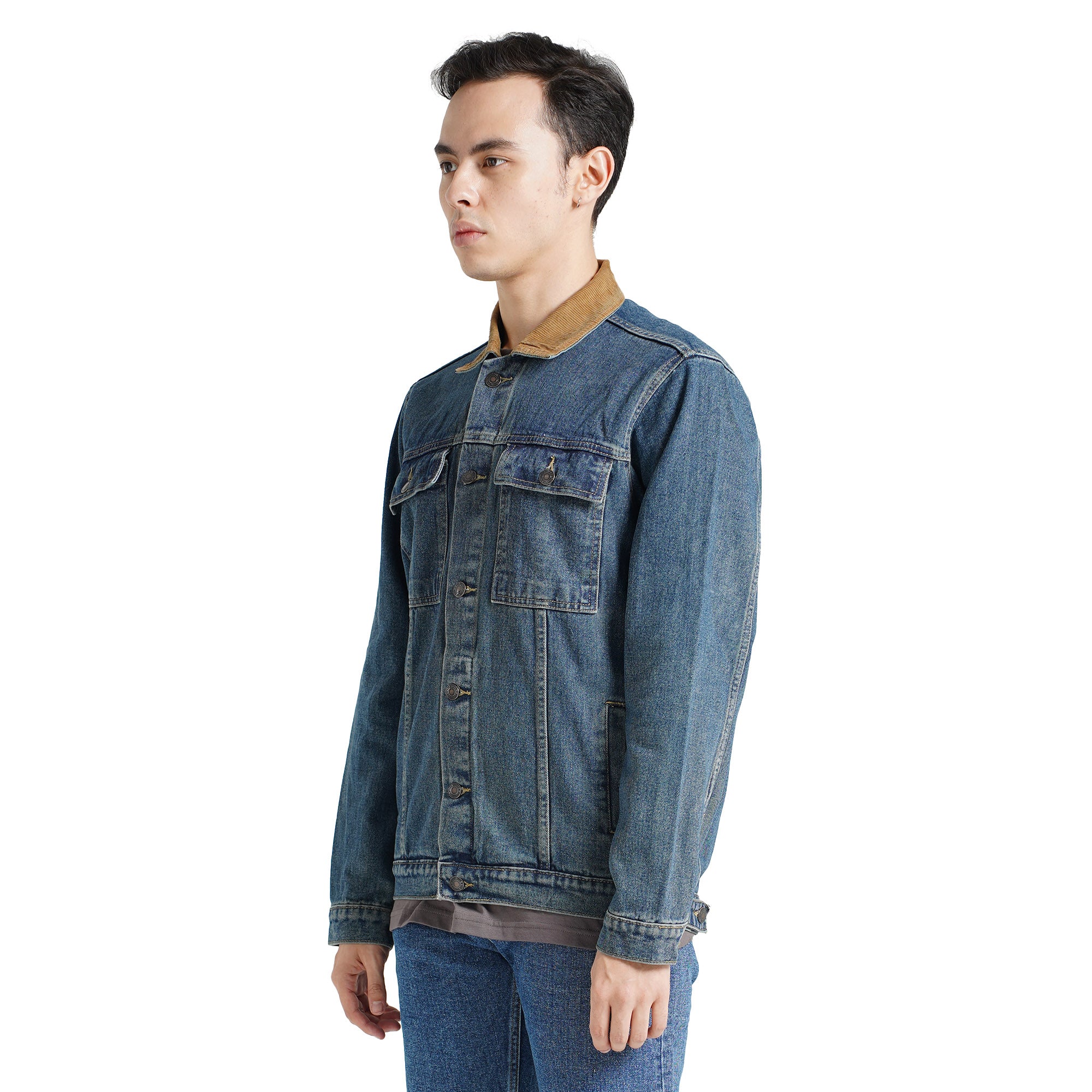 LEE COOPER JACKET TRUCKER CORDUROY WORN MEDIUM BLUE