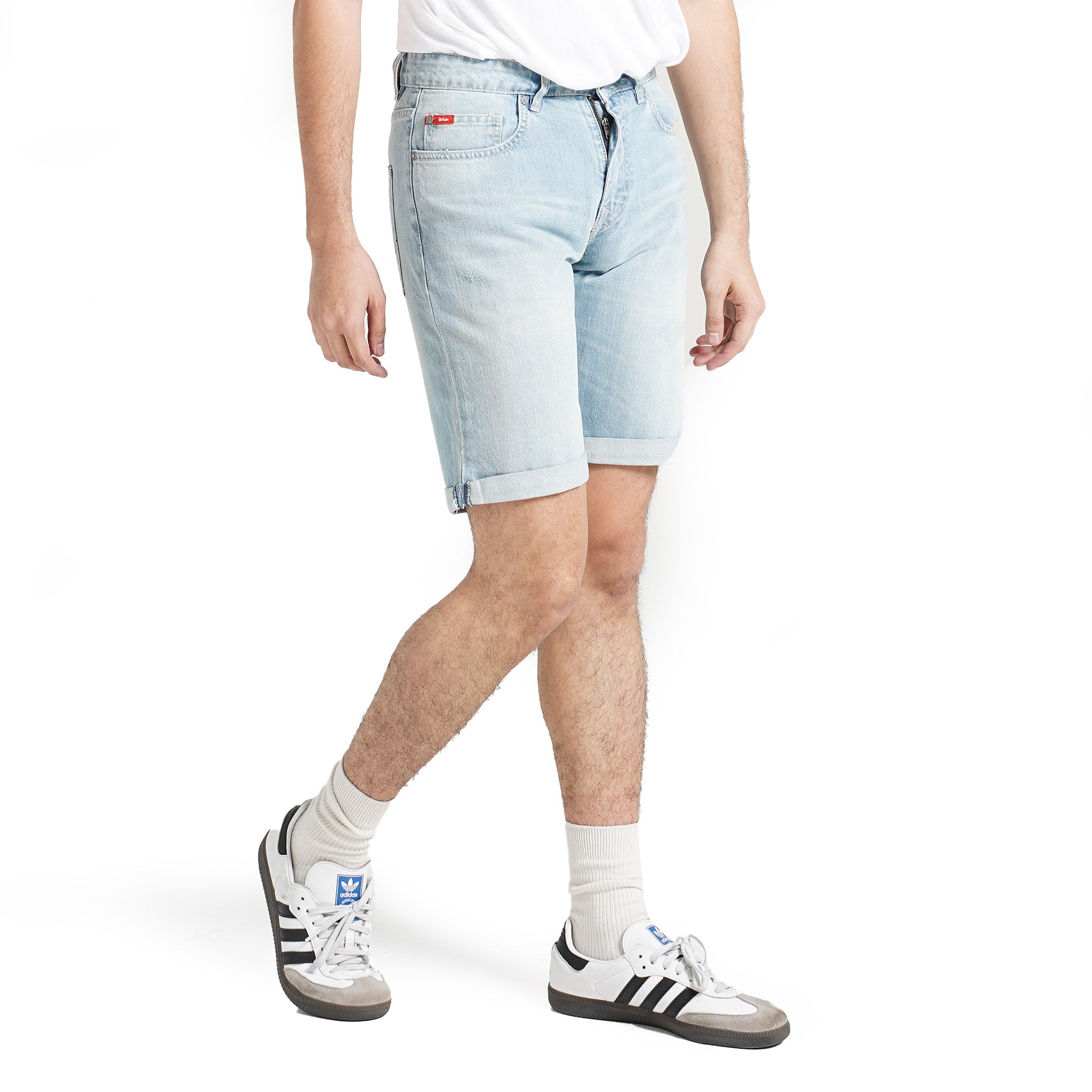 Lee Cooper Jeans Short Roll Up Ripped Light Blue