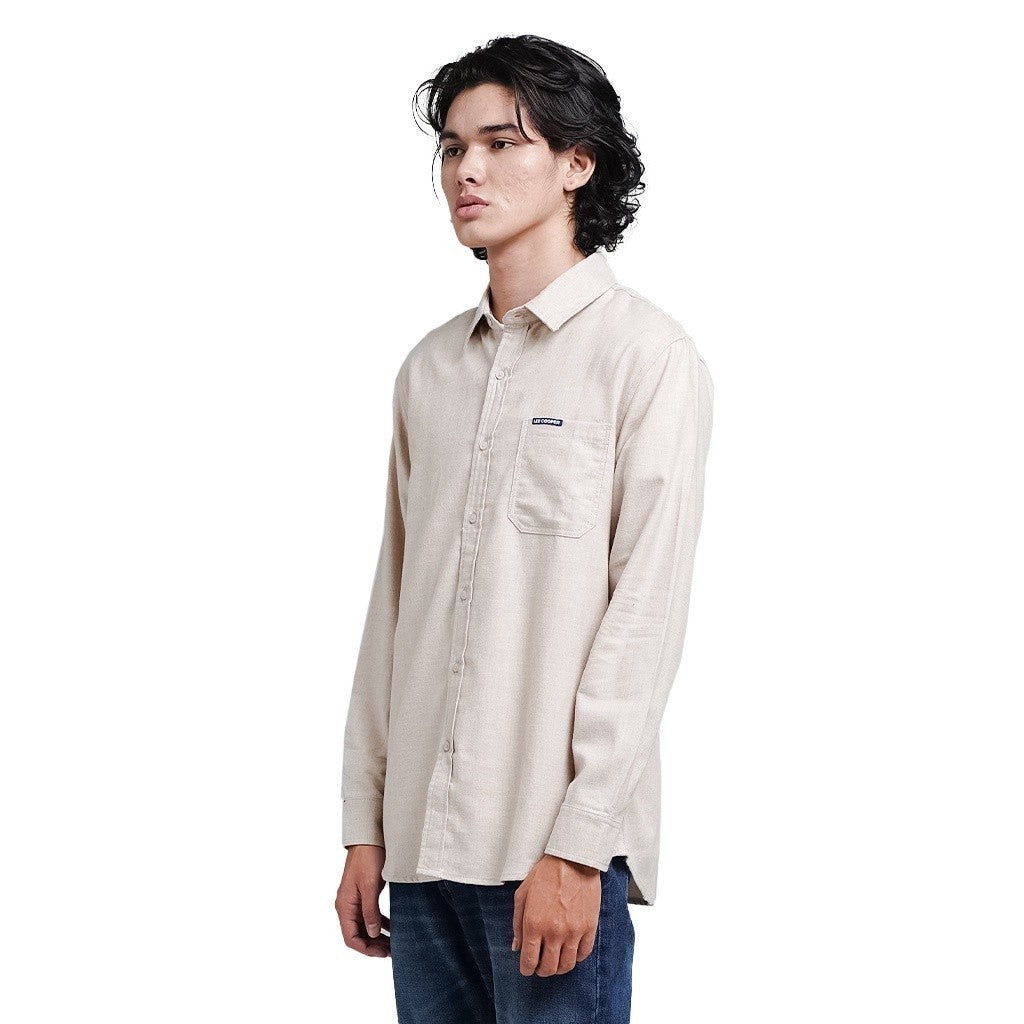 Lee Cooper Long Shirt Callum Plain Cream