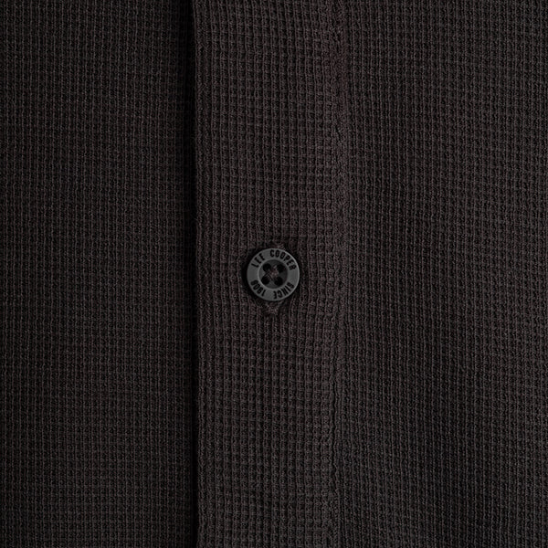 Lee Cooper T-Shirt Henley Buttoned Waffle Dark Grey