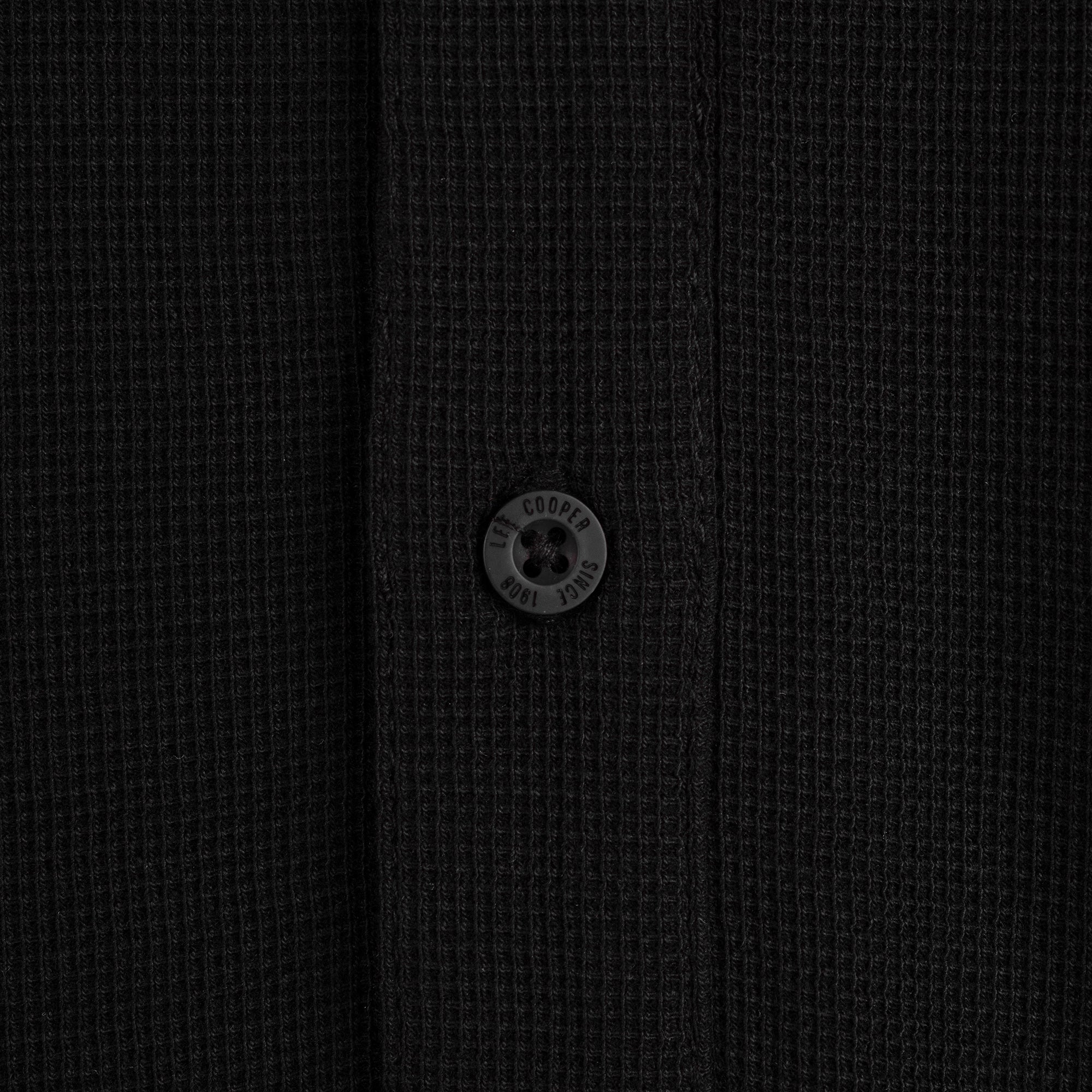 Lee Cooper T-Shirt Henley Buttoned Waffle Black