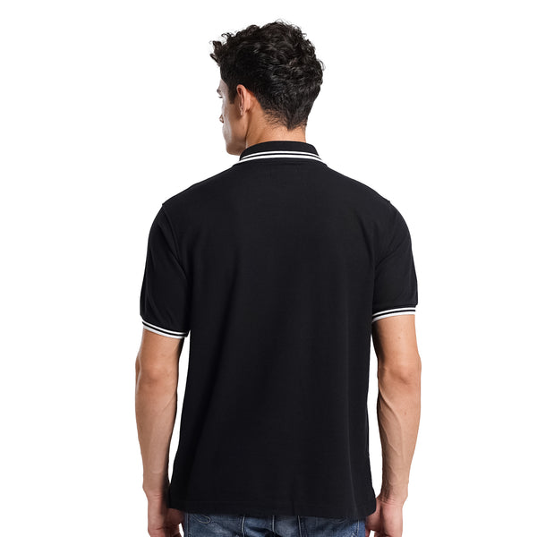 Lee Cooper Polo Shirt Stripe Logotype Black