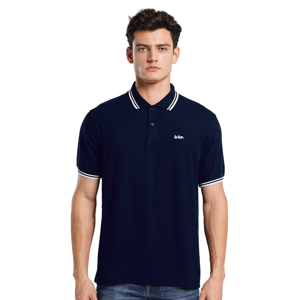 Lee Cooper Polo Shirt Stripe Logotype Navy