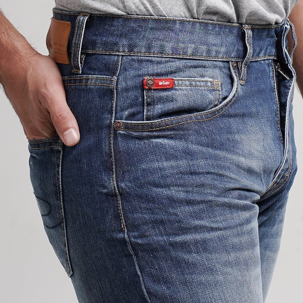 Lee Cooper Jeans Arthur Worn Medium Blue Non Stretch