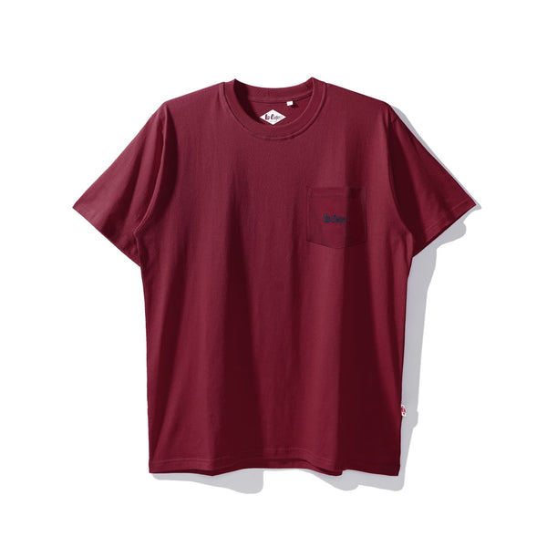 Lee Cooper T-Shirt Pocket Logotype Maroon