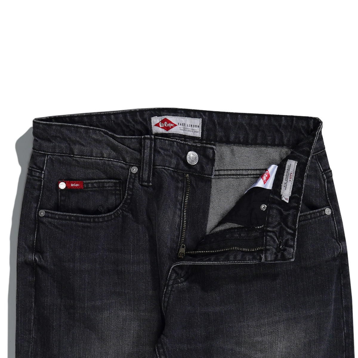 Lee Cooper Straight Fit Jeans Harry Worn Dark Black Rustic