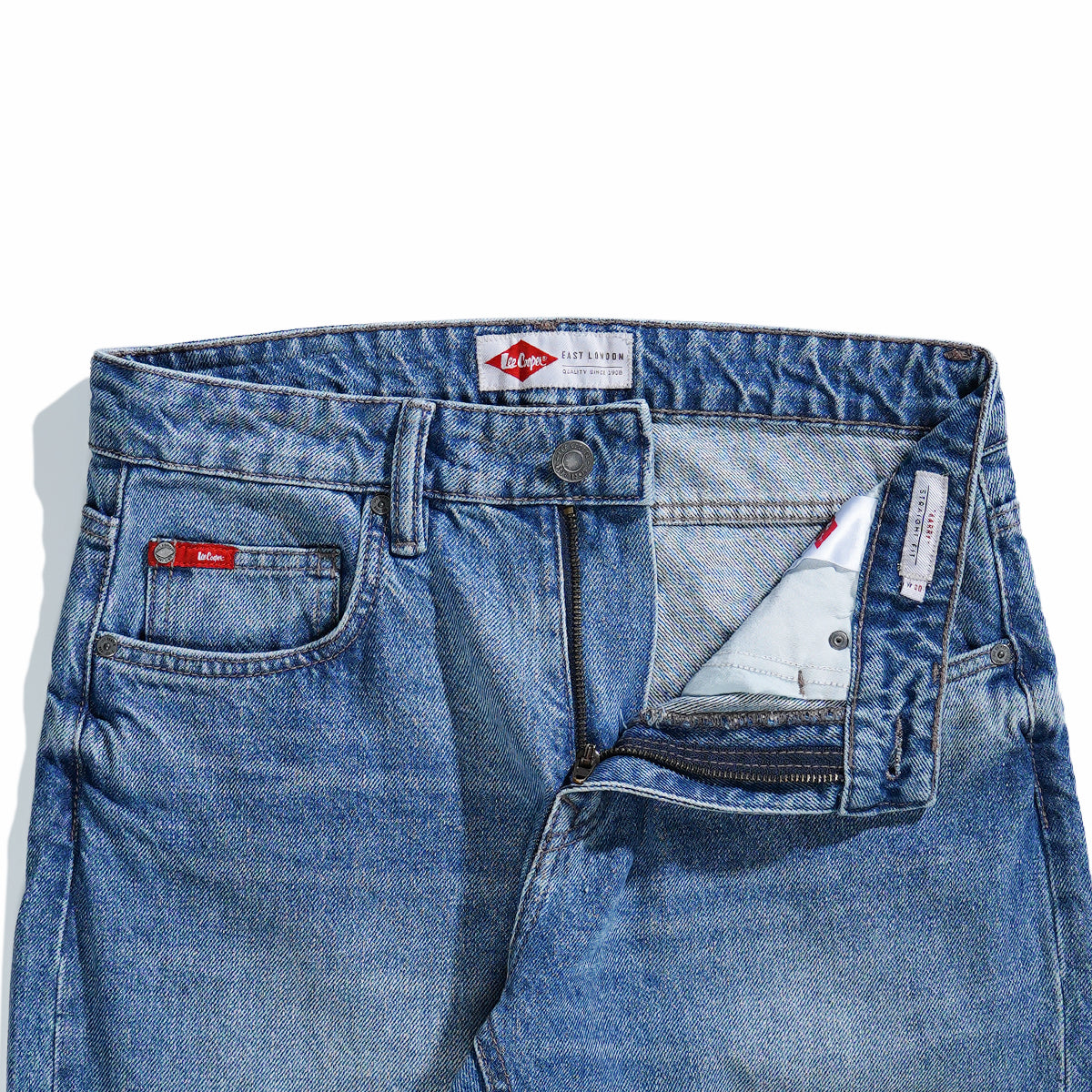 Lee Cooper Straight Fit Jeans Harry Worn Medium Blue Face