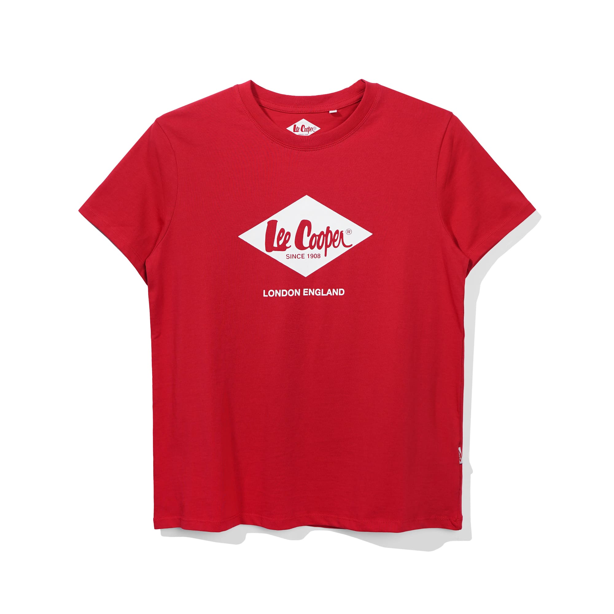 Lee Cooper Women T-Shirt White Diamond Logo Red
