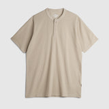 Lee Cooper T-Shirt Henley Buttoned Waffle Cream