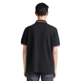 Lee Cooper Polo Shirt Stripe Diamond Logo Black