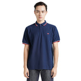 Lee Cooper Polo Shirt Stripe Diamond Logo Navy