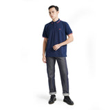 Lee Cooper Polo Shirt Stripe Diamond Logo Navy