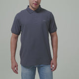 Lee Cooper Polo Shirt Stripe Color Logotype Dark Grey