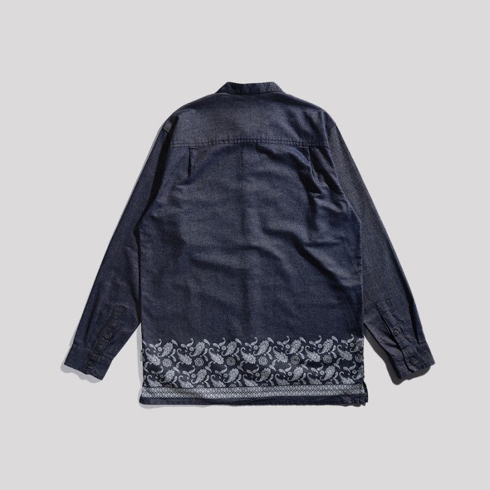 Lee Cooper Long Shirt Connor Print Dark Blue