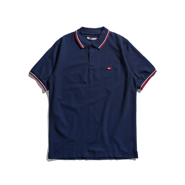 Lee Cooper Polo Shirt Stripe Diamond Logo Navy