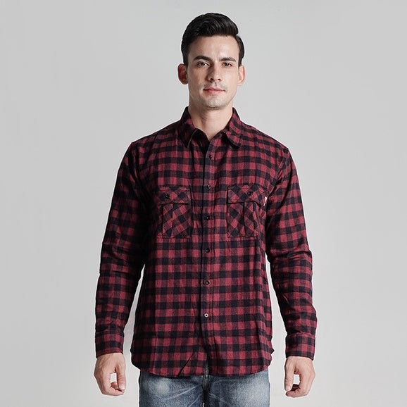 Lee Cooper Flannel Shirt Kyle Maroon